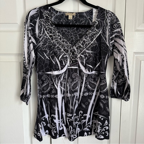 Energie Y2K Babydoll Womens Tunic Top Size S Whimsigoth Boho Fairy Grunge Witchy - Picture 3 of 13